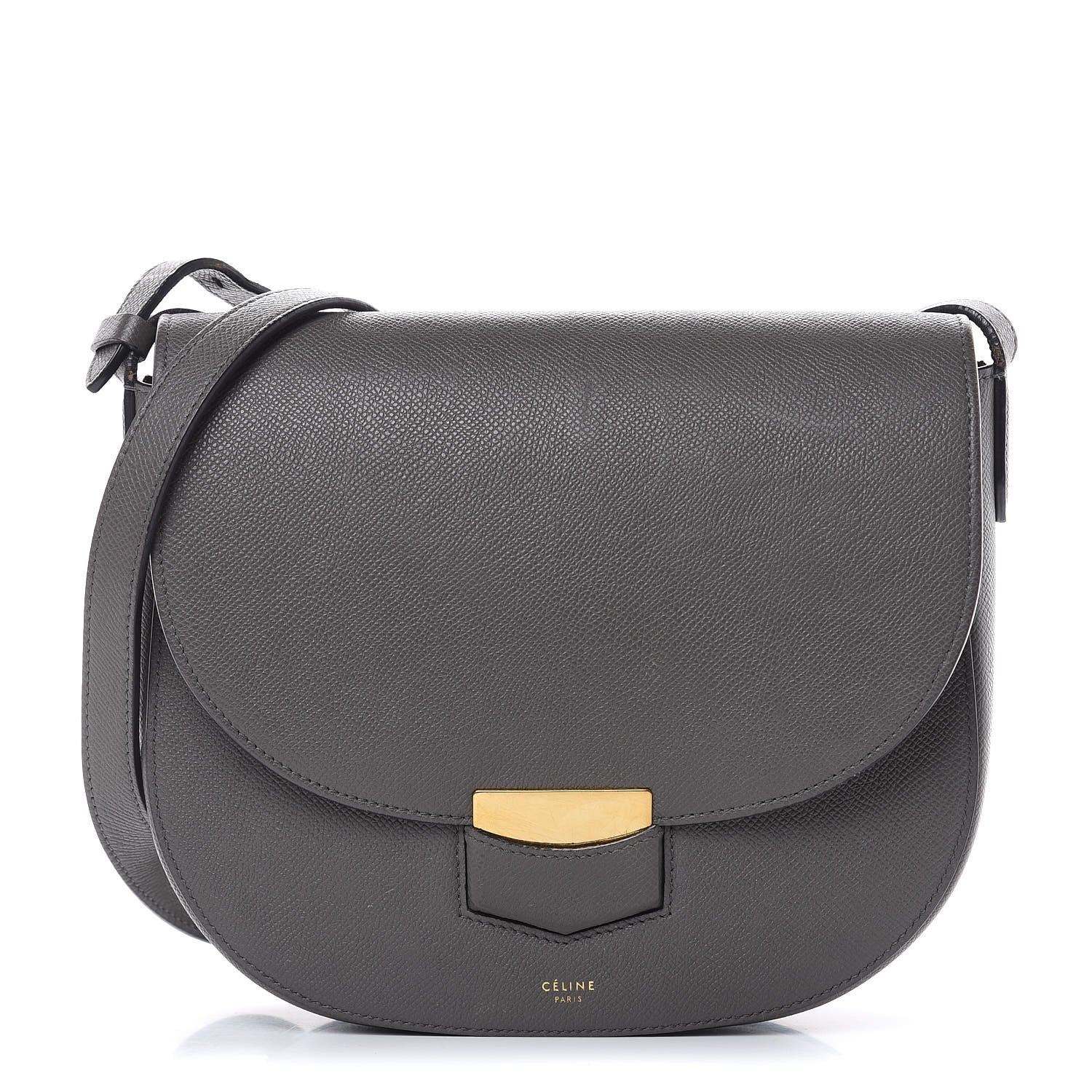 Celine Grained Calfskin Medium Trotteur Taupe 1 of 15