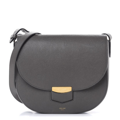 Celine Grained Calfskin Medium Trotteur Taupe 1 of 15