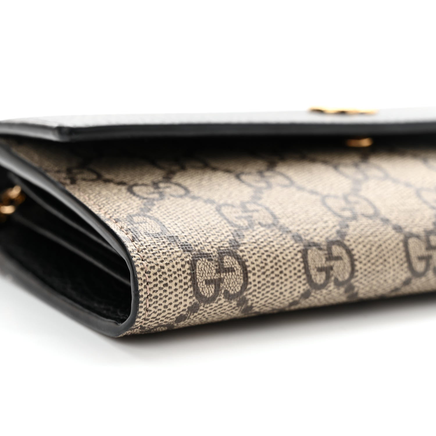 Gucci Dollar Calfskin GG Supreme Monogram Petite GG Marmont Wallet Chain Bag Black Beige Ebony 9 of 13