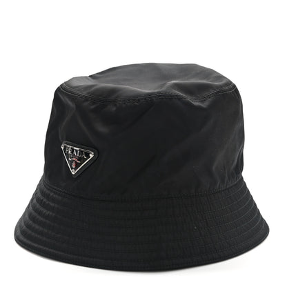 Prada Re-Nylon Metal Triangle Logo Womens Bucket Hat S Black 3 of 8