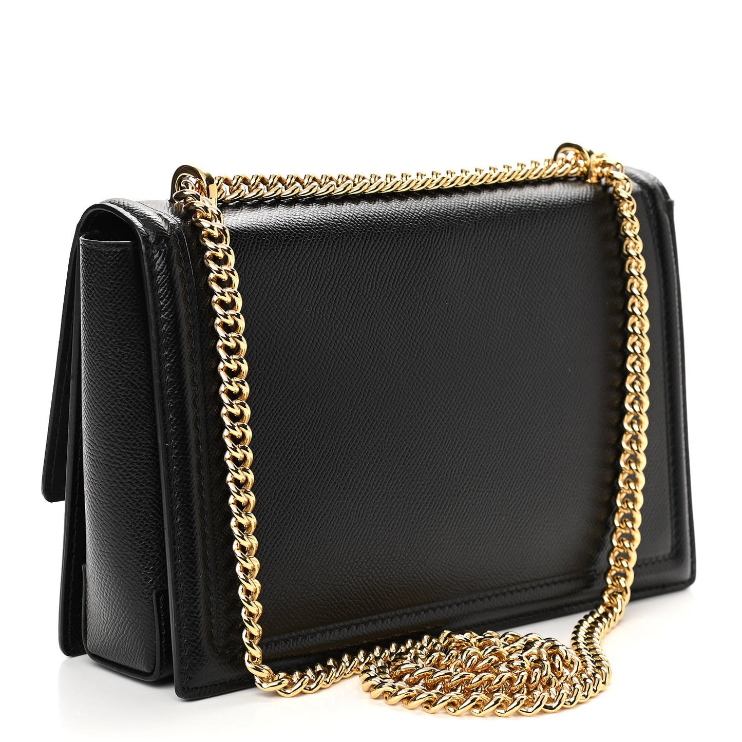 Hammered Calfskin Vara Bow Chain Flap Crossbody Black