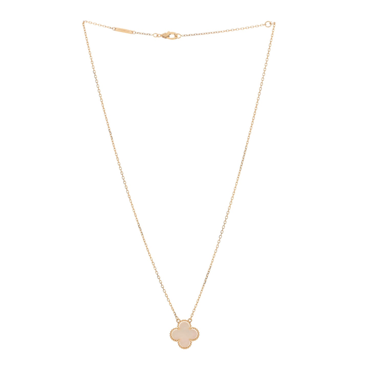 18K Yellow Gold Mother of Pearl Vintage Alhambra Pendant Necklace
