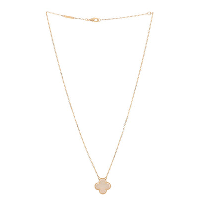 Van Cleef & Arpels 18K Yellow Gold Mother of Pearl Vintage Alhambra Pendant Necklace 2 of 3