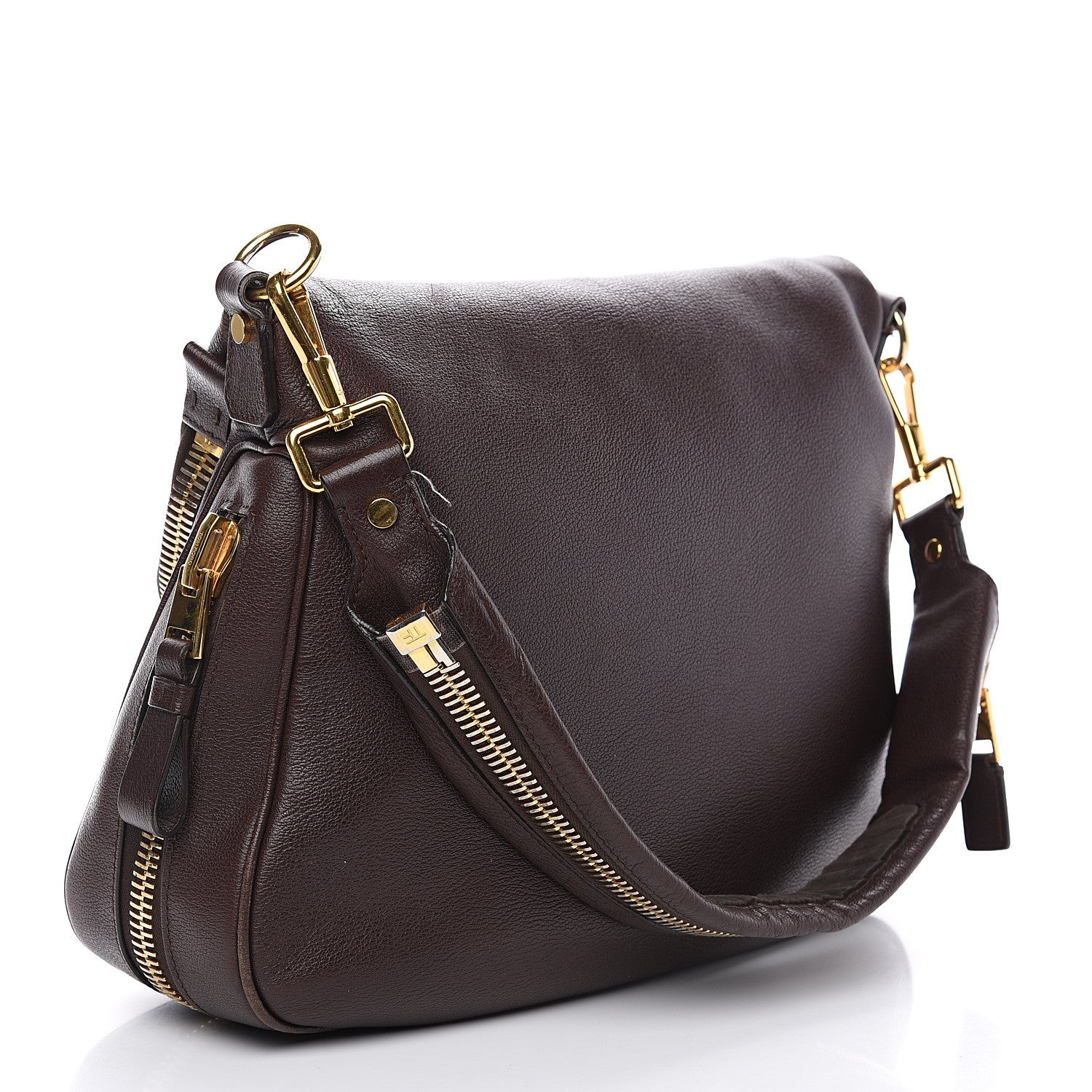 Tom Ford Pebbled Calfskin Large Jennifer Dark Brown 2 of 14