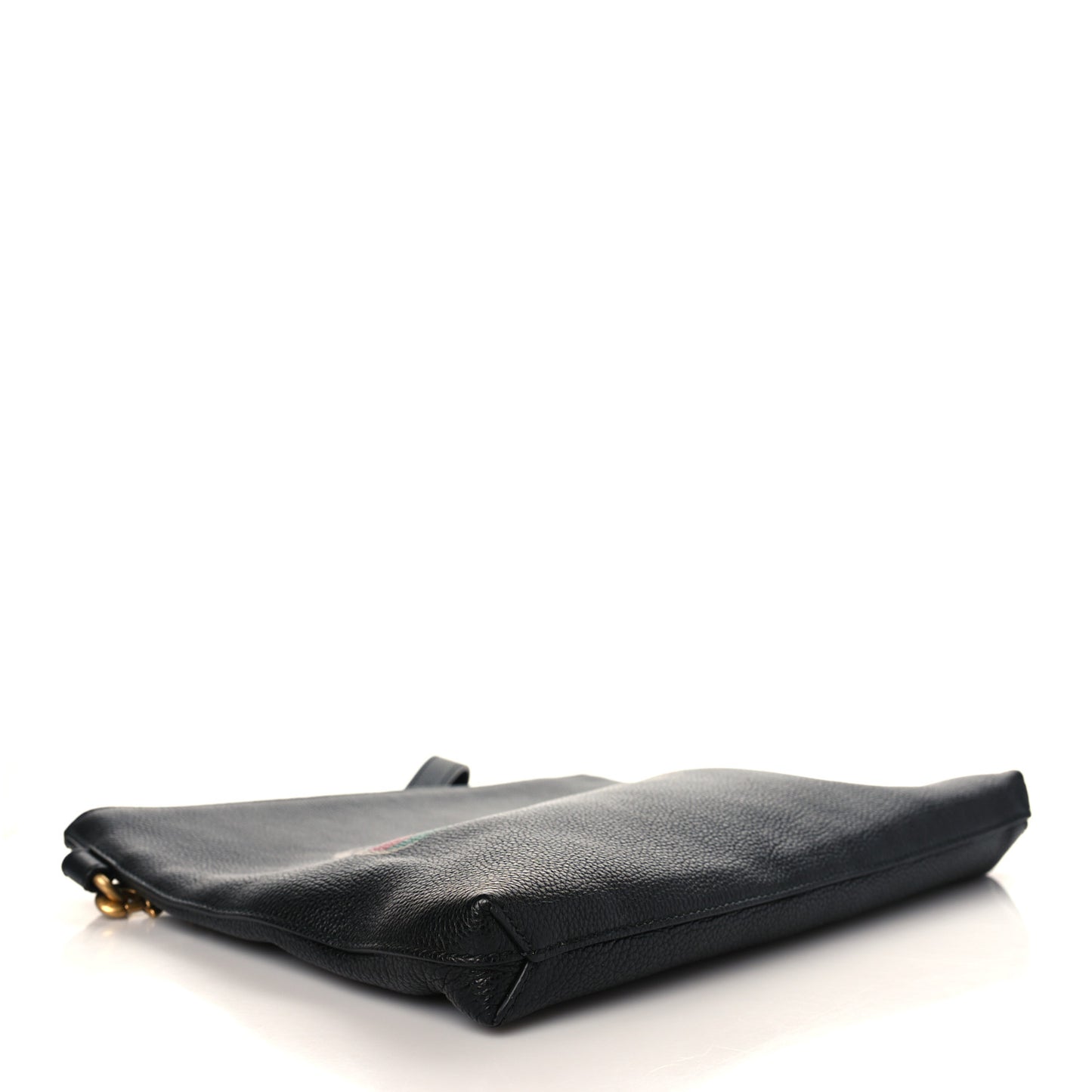 Pebbled Calfskin Logo Wristlet Black