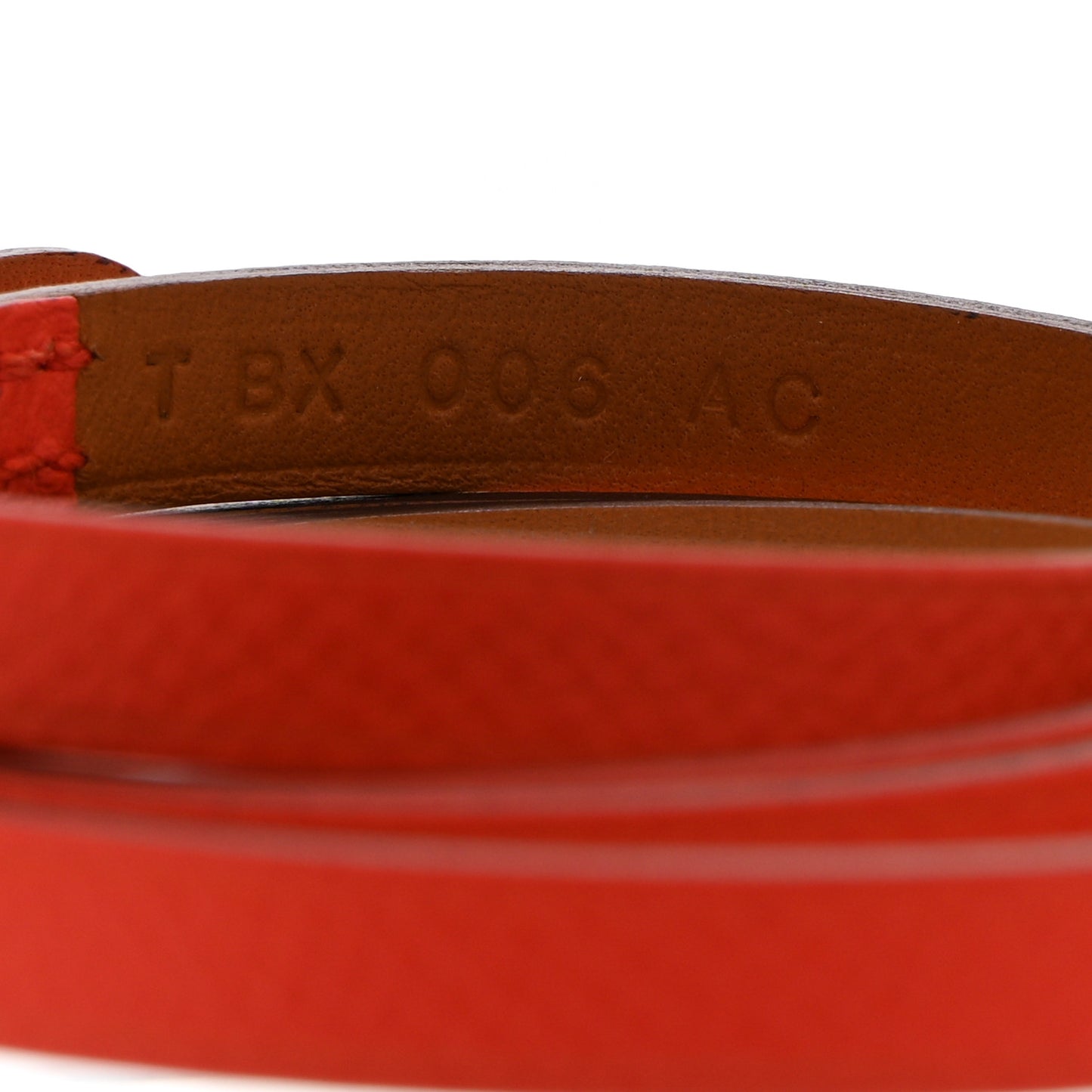 Epsom Hapi 3 MM Triple Tour Wrap Bracelet M Orange Poppy