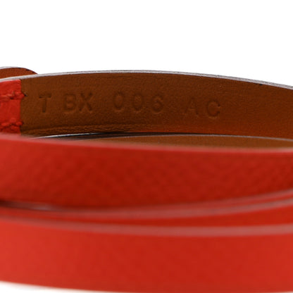 Hermes Epsom Hapi 3 MM Triple Tour Wrap Bracelet M Orange Poppy 5 of 7