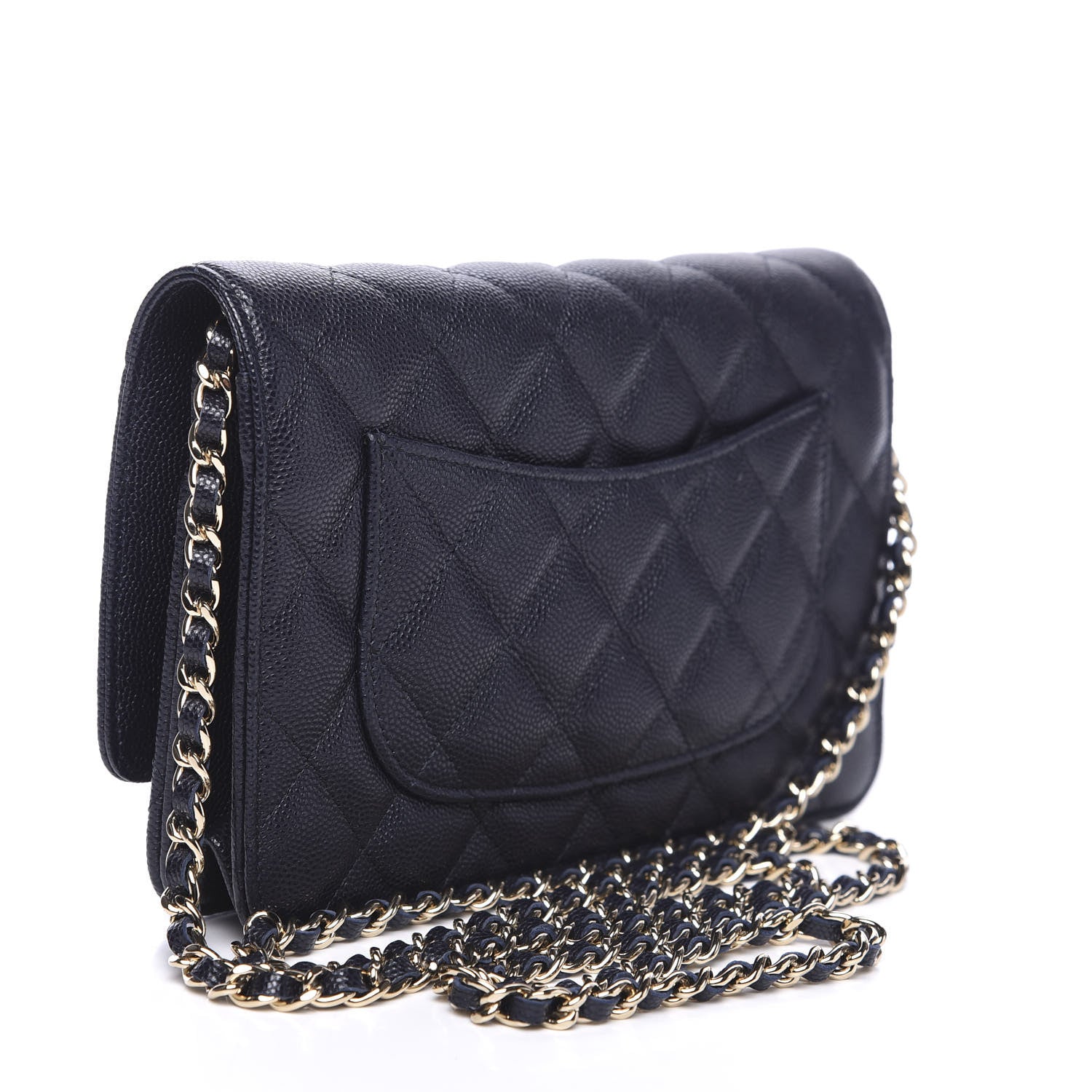 Chanel Caviar Quilted Wallet On Chain WOC Navy Blue 2 of 10