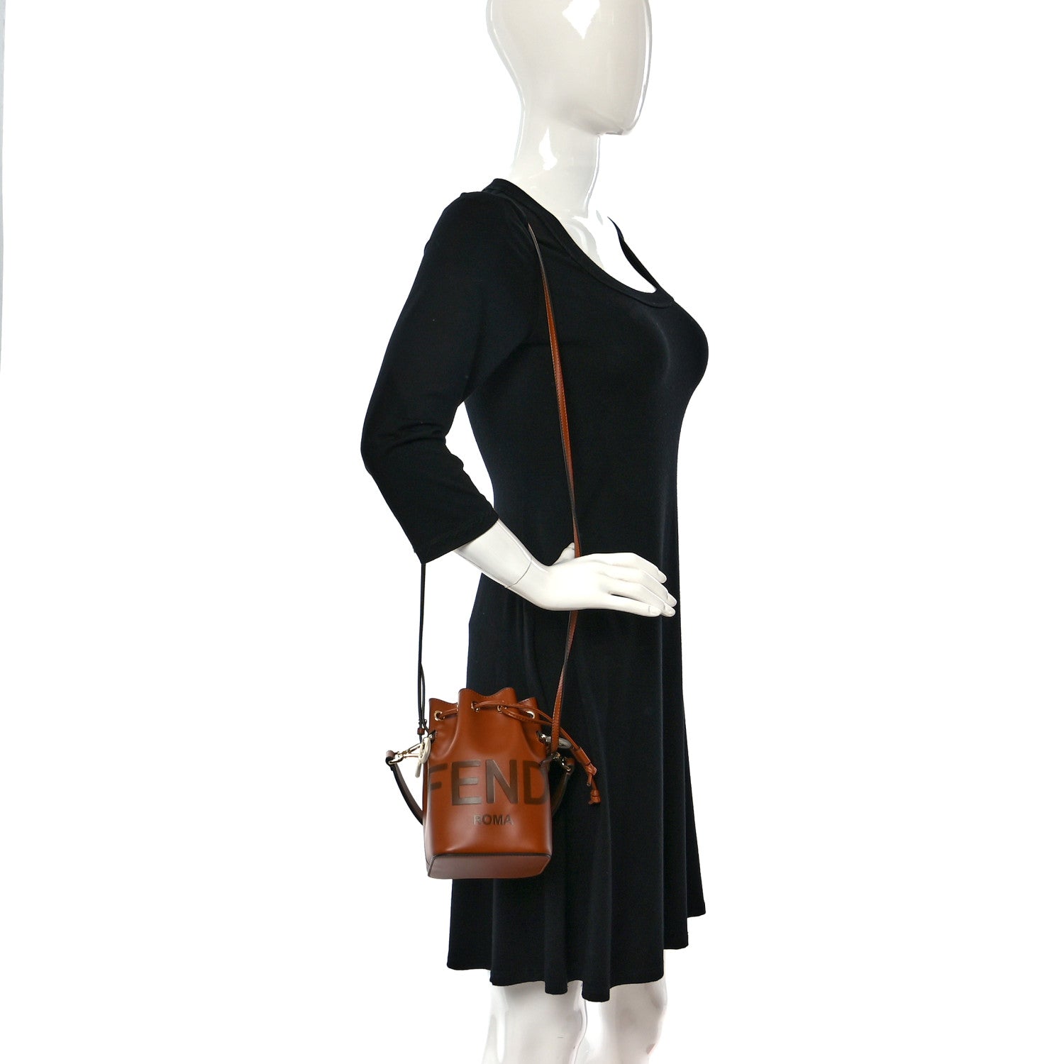 Fendi Vitello King F is Fendi Logo Embossed Mini Mon Tresor Bucket Bag Cuoio 3 of 10