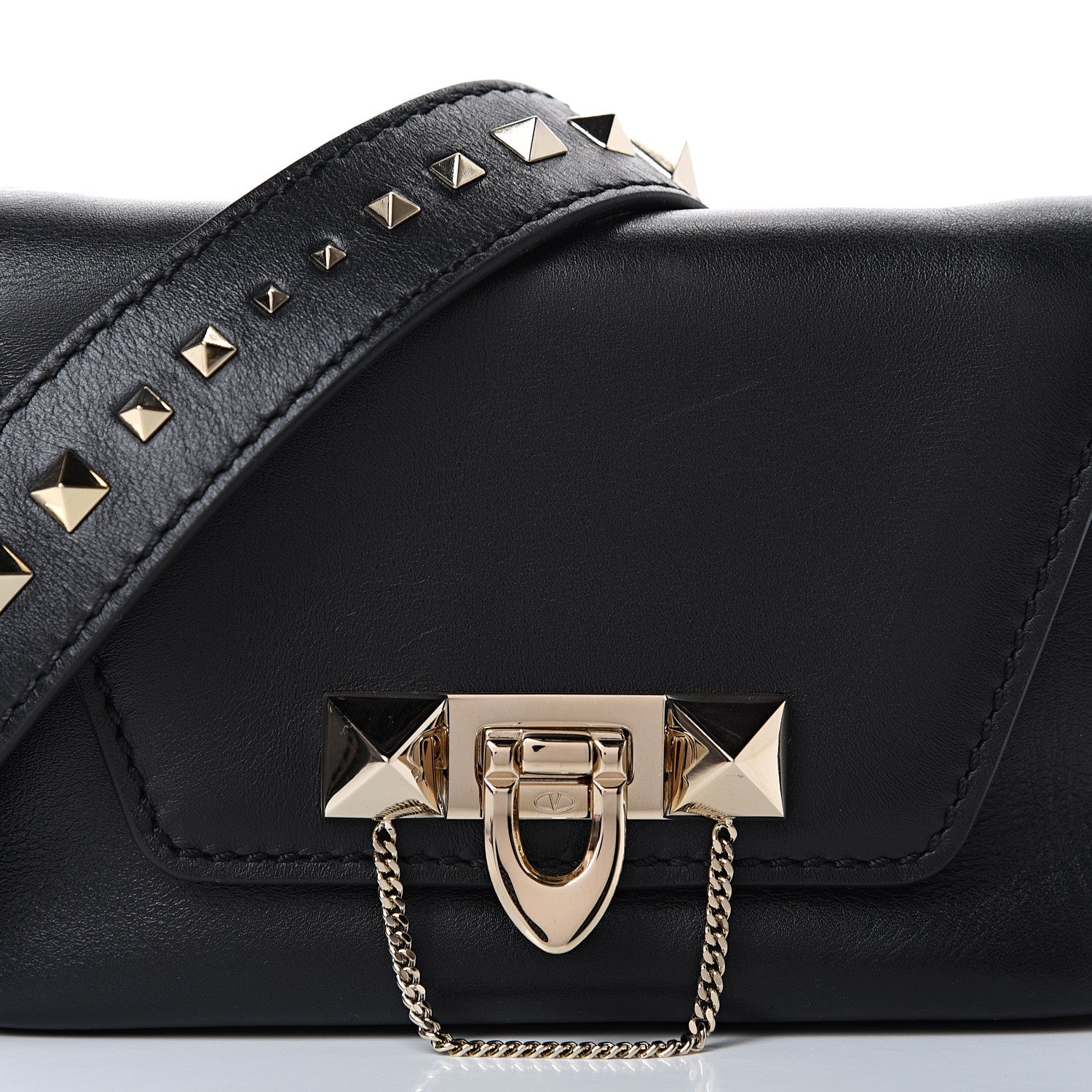 Valentino Garavani Vitello Small Rockstud Demilune Crossbody Bag Black 6 of 14