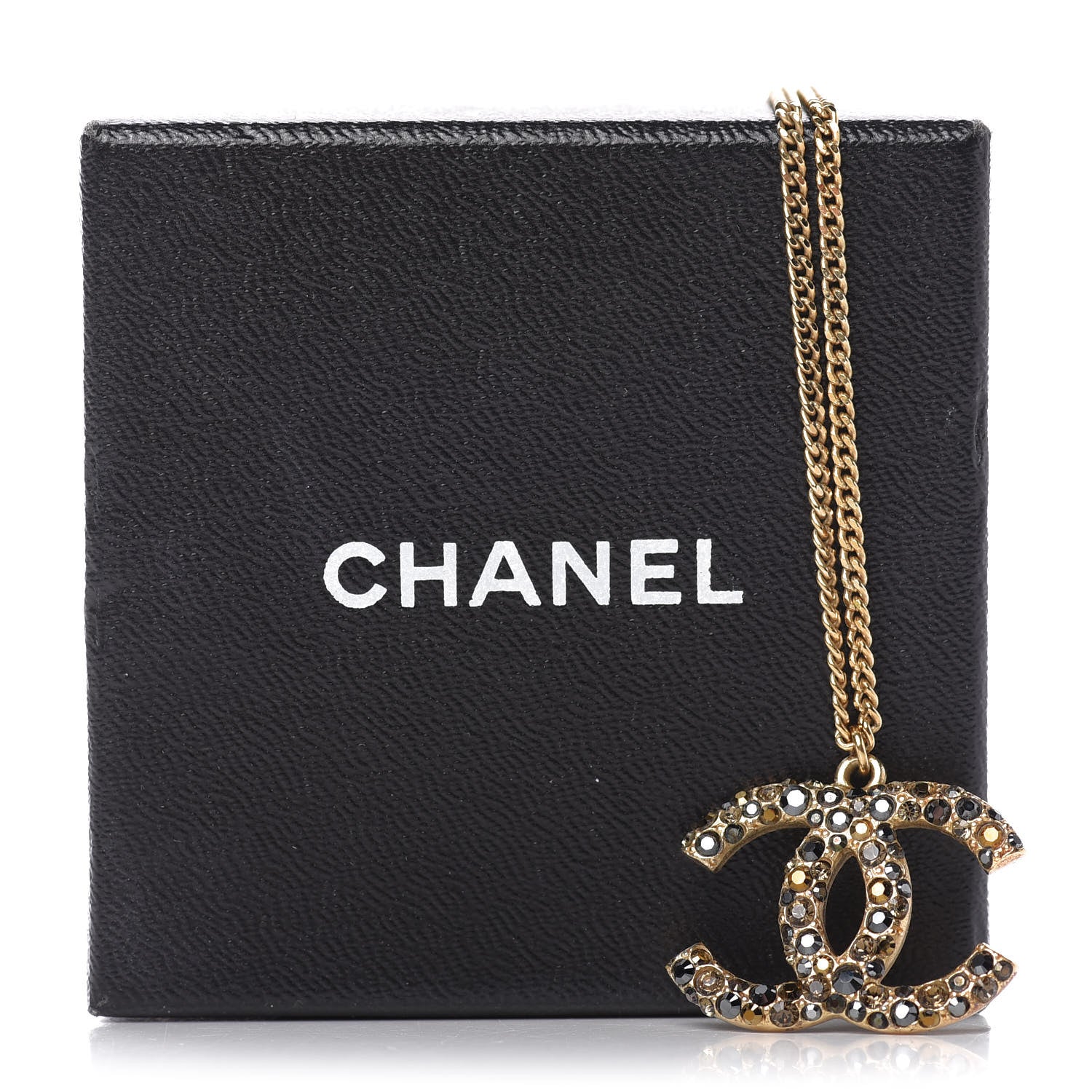 Chanel Crystal CC Pendant Necklace Gold 7 of 7