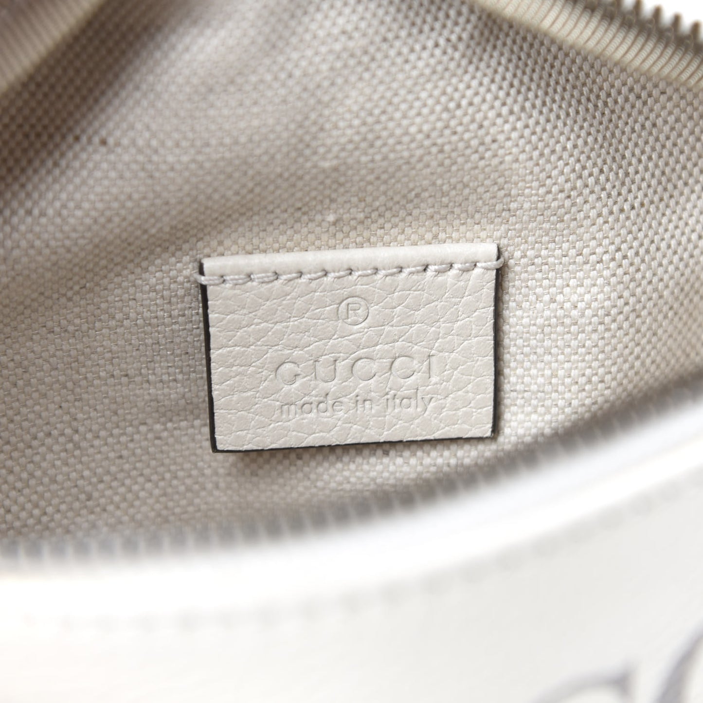 Grained Calfskin Small Logo Belt Bag White