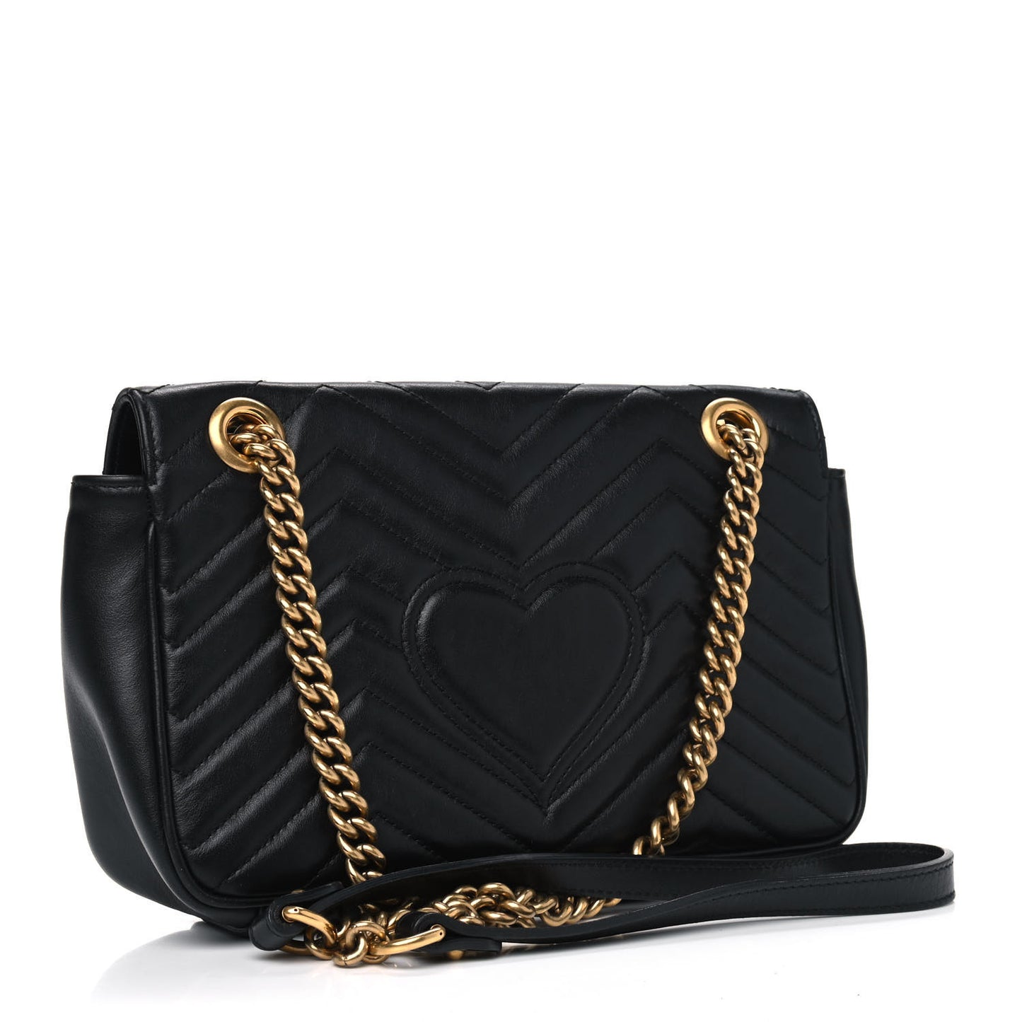 Calfskin Matelasse Small GG Marmont Shoulder Bag Black
