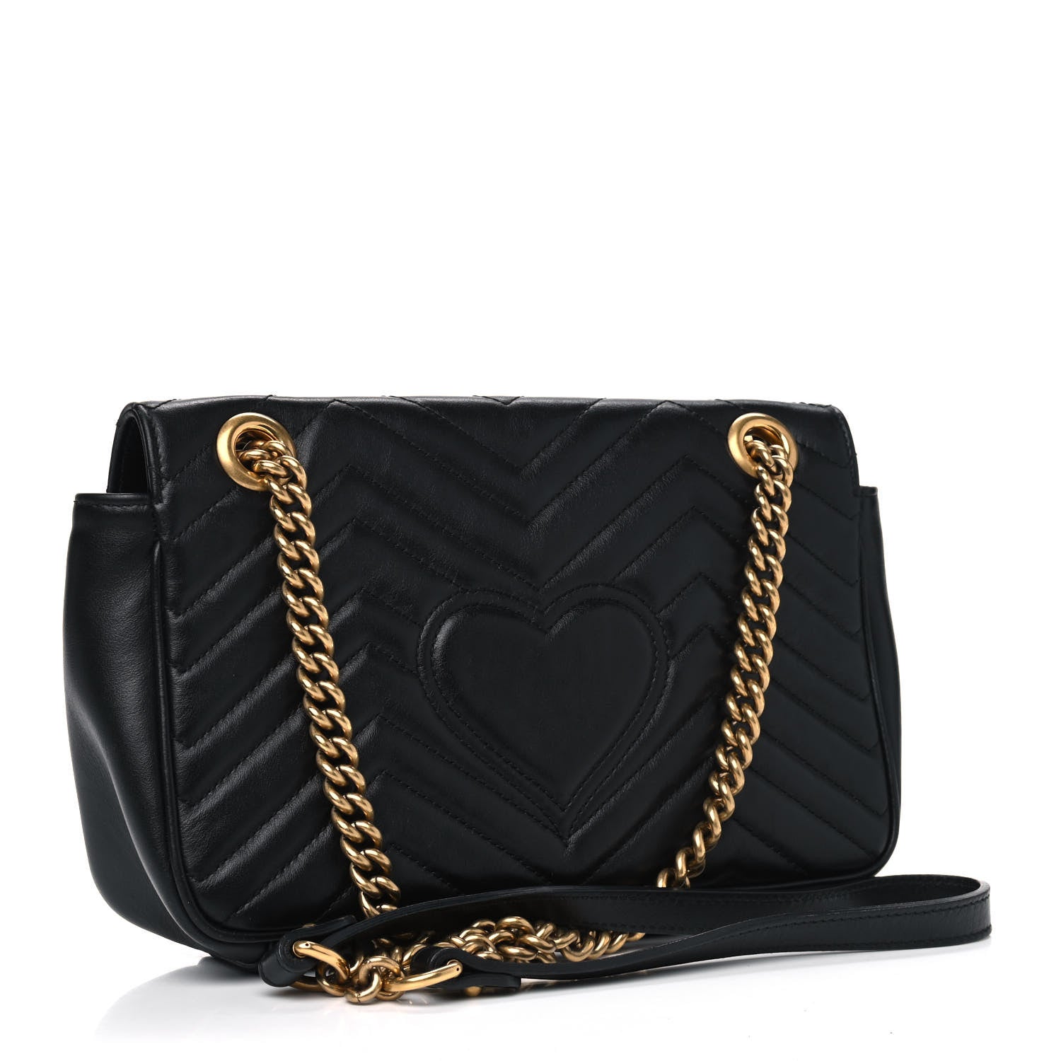 Gucci Calfskin Matelasse Small GG Marmont Shoulder Bag Black 2 of 9