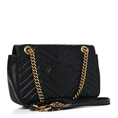Gucci Calfskin Matelasse Small GG Marmont Shoulder Bag Black 2 of 9