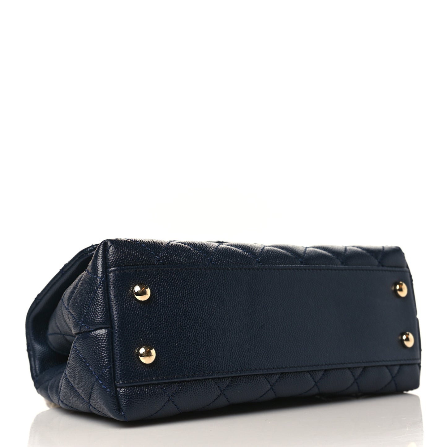 Caviar Quilted Lizard Embossed Mini Coco Handle Flap Navy Blue