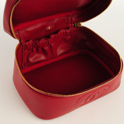 Chanel Caviar Vanity Cosmetic Case Red 5 of 10