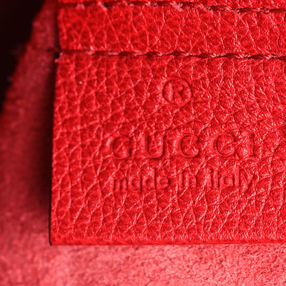 Gucci Pebbled Calfskin Medium Logo Portfolio Clutch Hibiscus Red 6 of 9