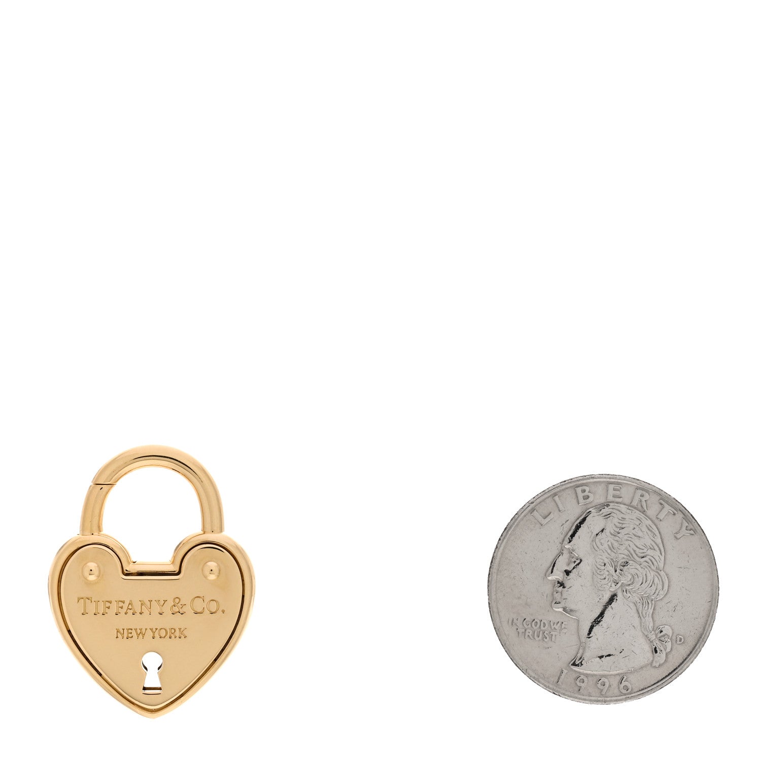 Tiffany 18K Yellow Gold Lock Heart Charm Pendant 2 of 4