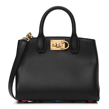 Salvatore Ferragamo Calfskin Rainbow Studio Box Bag Black 1 of 8