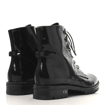 Christian Dior Patent Calfskin Rebelle Lace Up Boots 38.5 Black 5 of 9