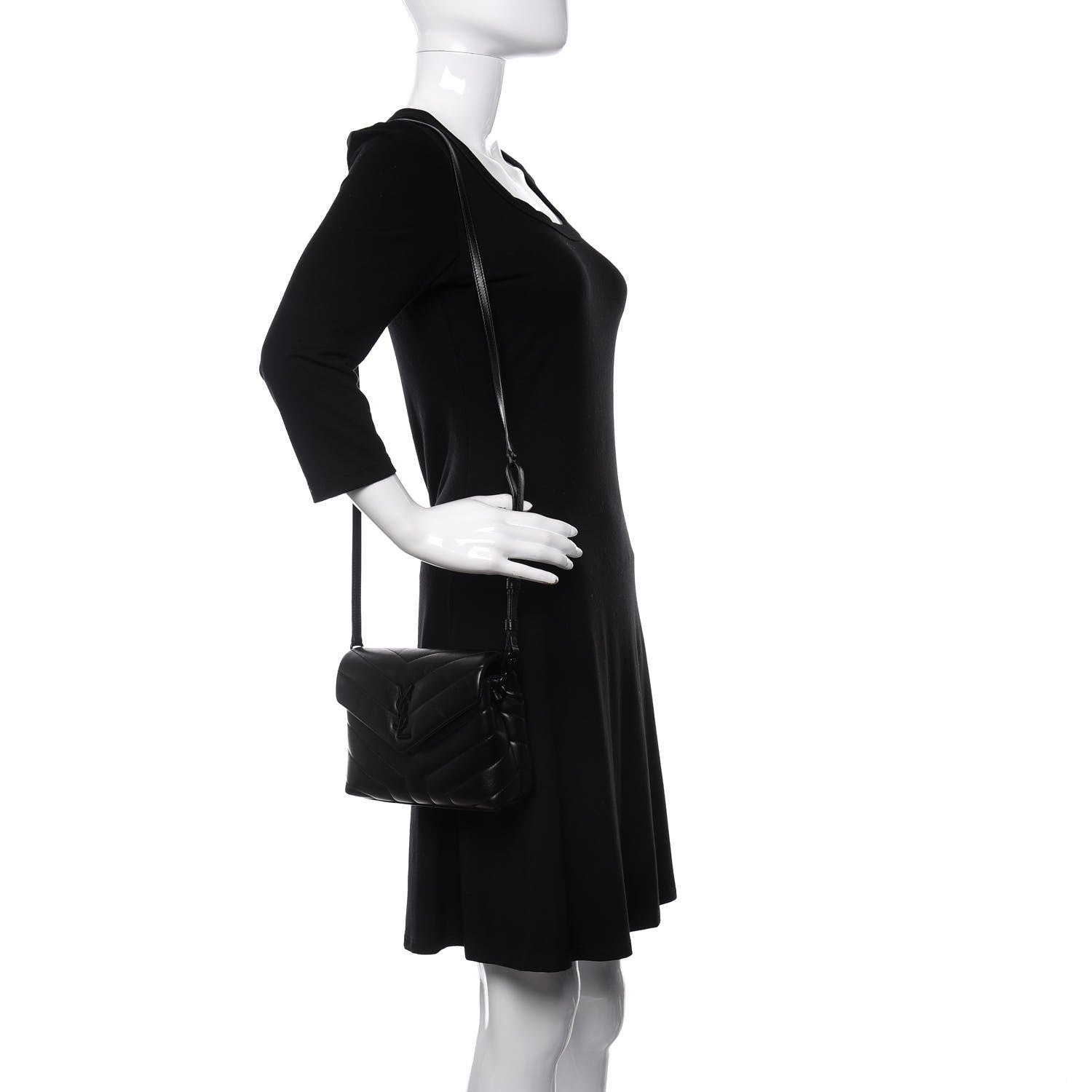 Saint Laurent Calfskin Y Quilted Monogram Toy Loulou Crossbody Bag Black 2 of 13
