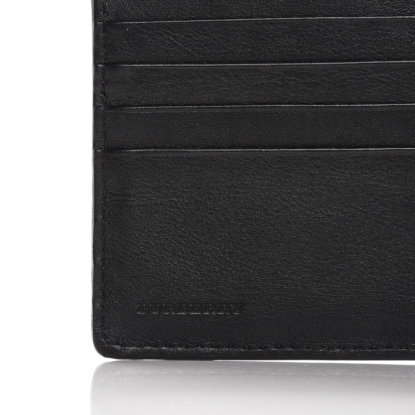 Signature Grain Calfskin Folding Wallet Stone Grey