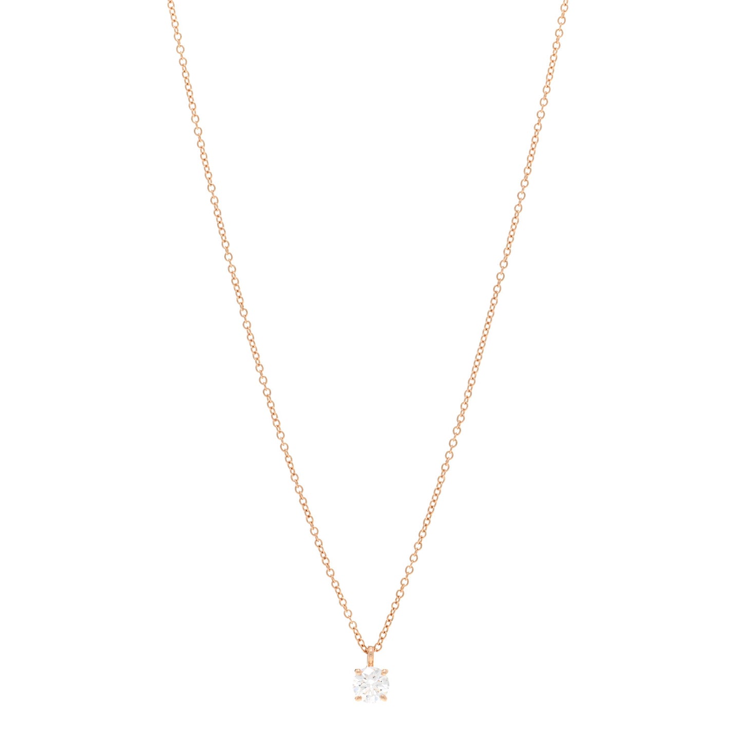 18K Rose Gold Diamond .40ct Solitaire Pendant Necklace