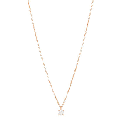Tiffany 18K Rose Gold Diamond .40ct Solitaire Pendant Necklace 1 of 5