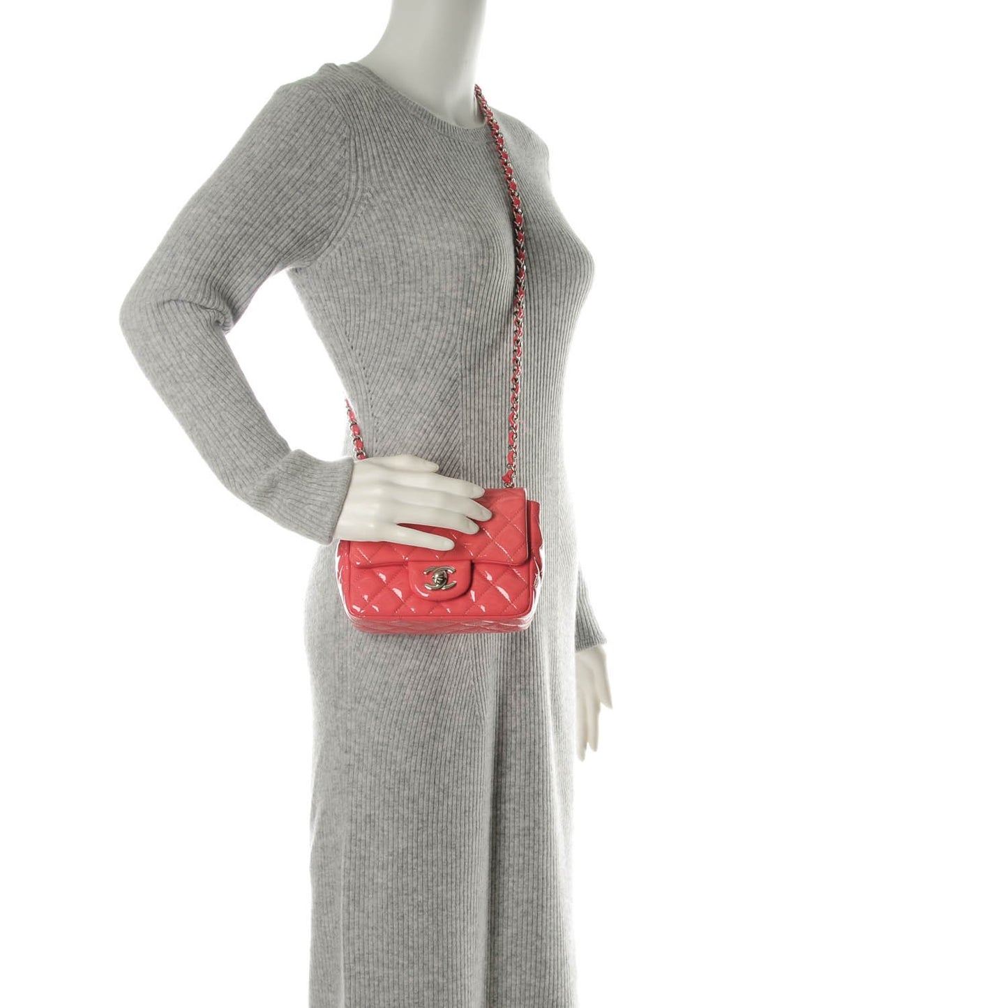 Patent Quilted Mini Square Flap Pink