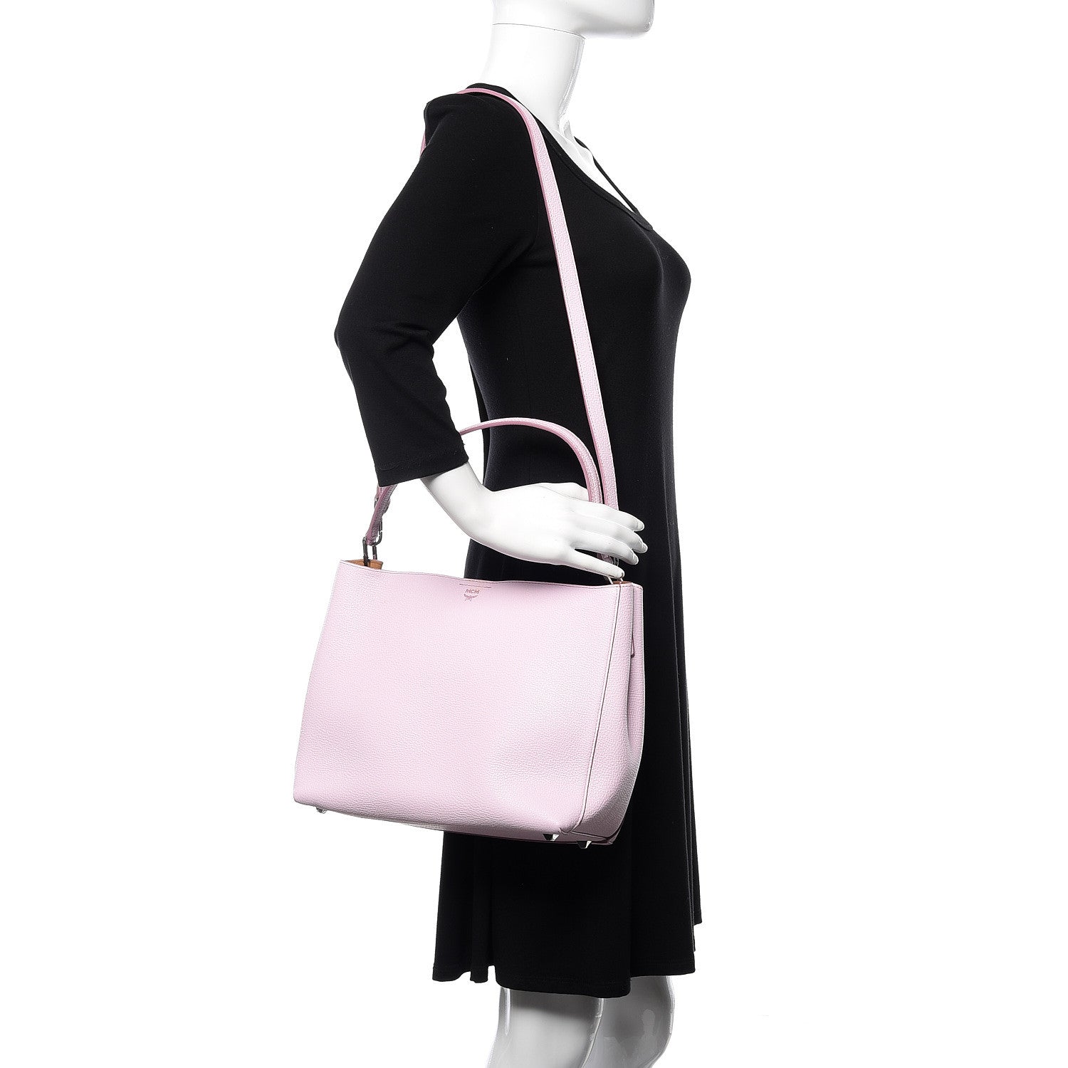 MCM Grained Calfskin Sarah Medium Visetos Hobo Prism Pink 2 of 10
