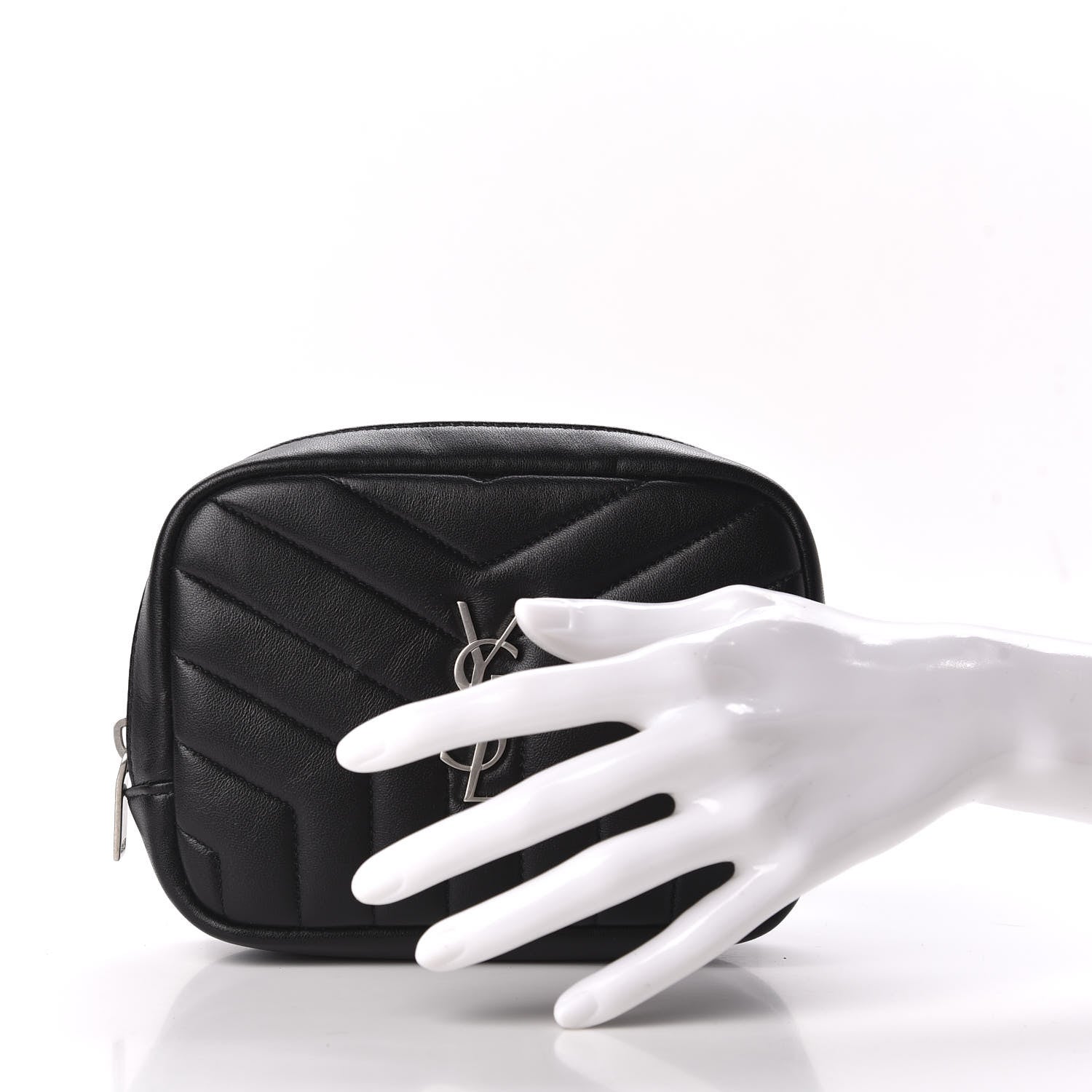 Saint Laurent Lambskin Y Quilted Monogram Loulou Cosmetic Case Black 2 of 10