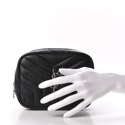 Saint Laurent Lambskin Y Quilted Monogram Loulou Cosmetic Case Black 2 of 10