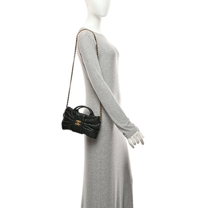 Chanel Lambskin Quilted Mini Bow Bag Black 2 of 10