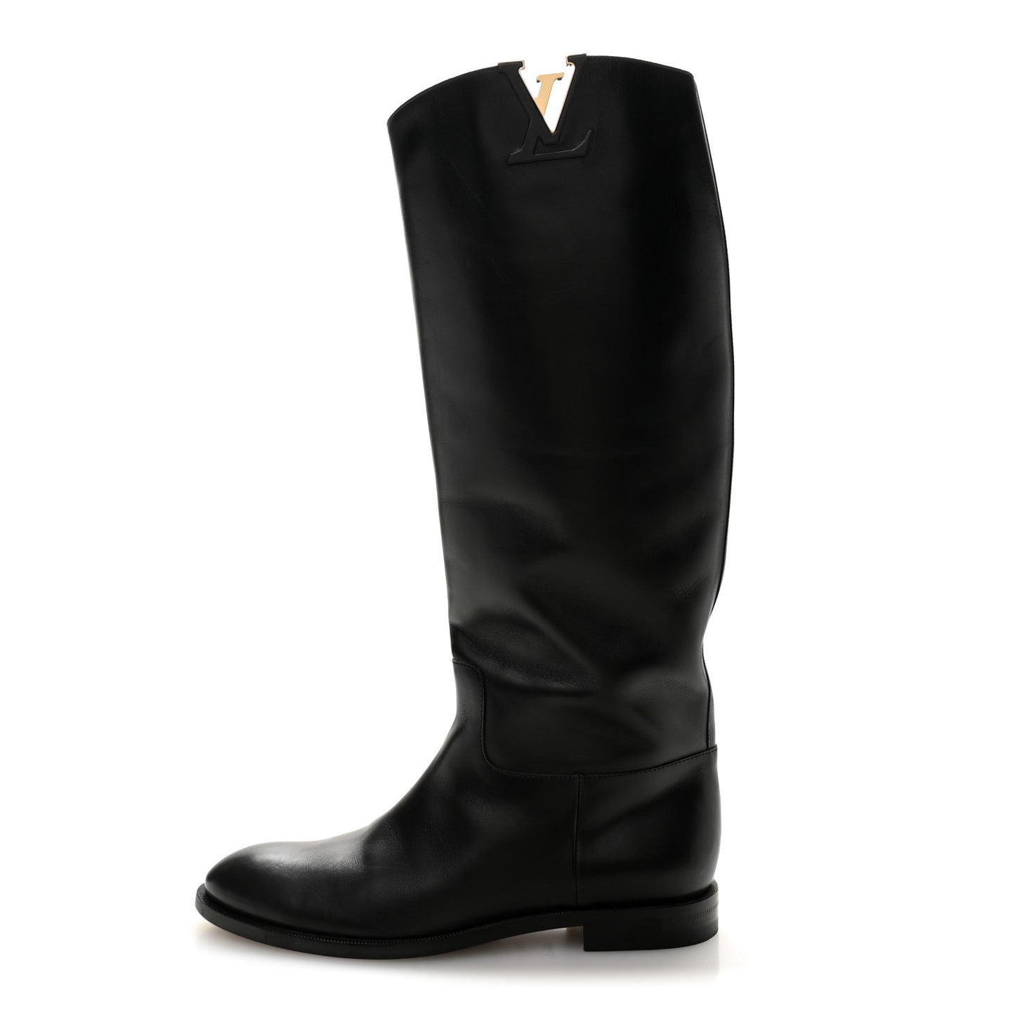 Calfskin Heritage Flat High Boots 38.5 Black