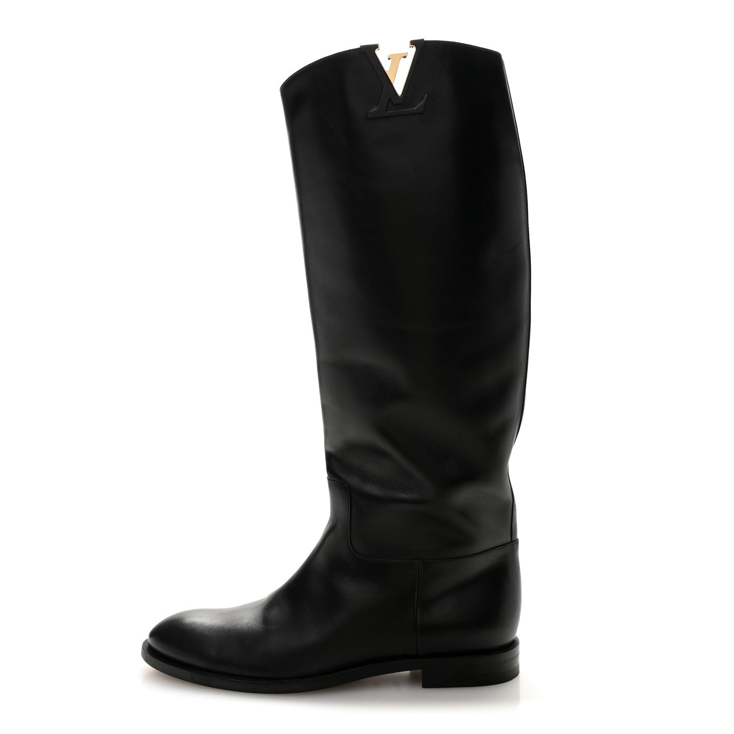 Louis Vuitton Calfskin Heritage Flat High Boots 38.5 Black 1 of 10