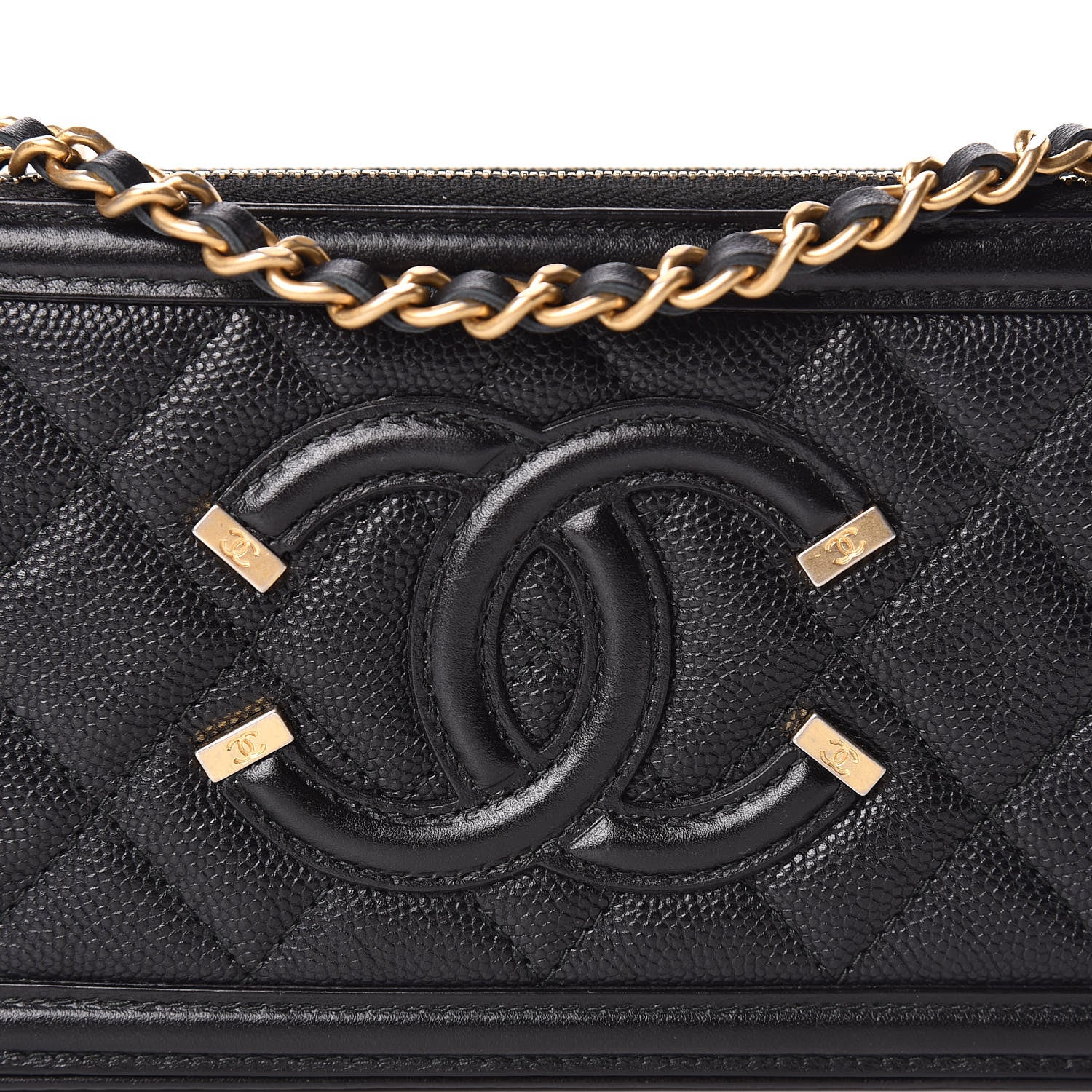 Chanel Caviar Quilted CC Filigree Clutch With Chain Black 13 of 14