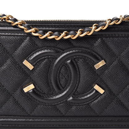 Chanel Caviar Quilted CC Filigree Clutch With Chain Black 13 of 14