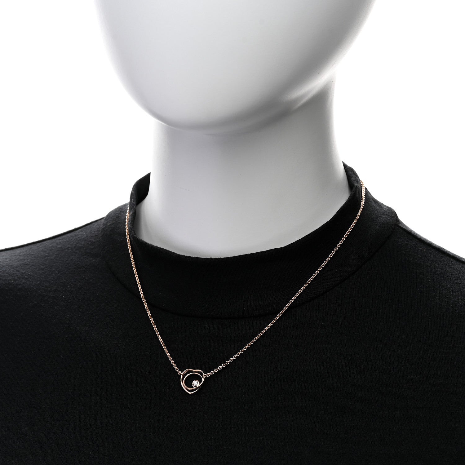 Hermes 18K Rose Gold Diamond TPM Vertige Coeur Necklace ST 2 of 6
