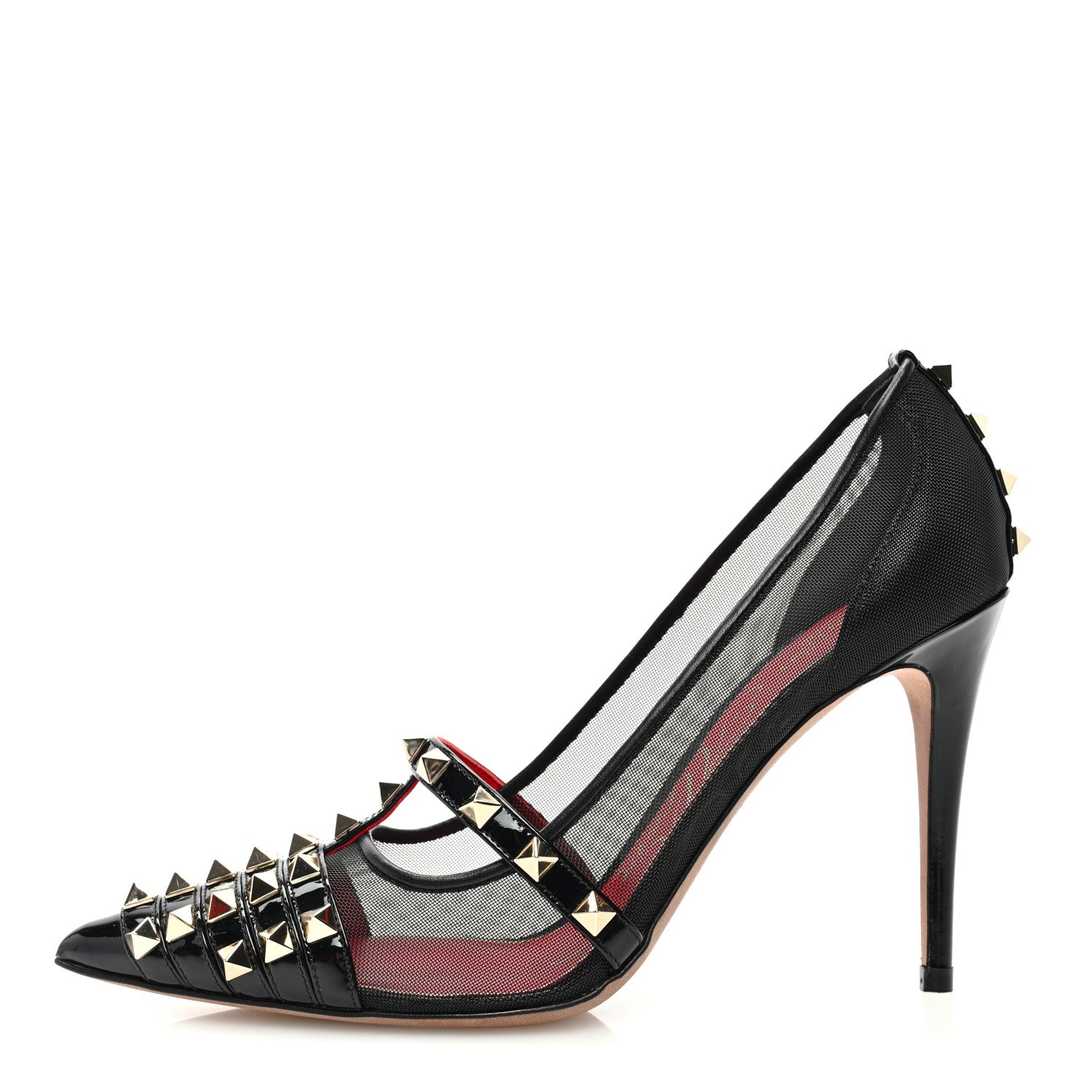 Valentino Garavani Mesh Patent Rockstud Alcove 100mm Pumps 37 Black 1 of 7