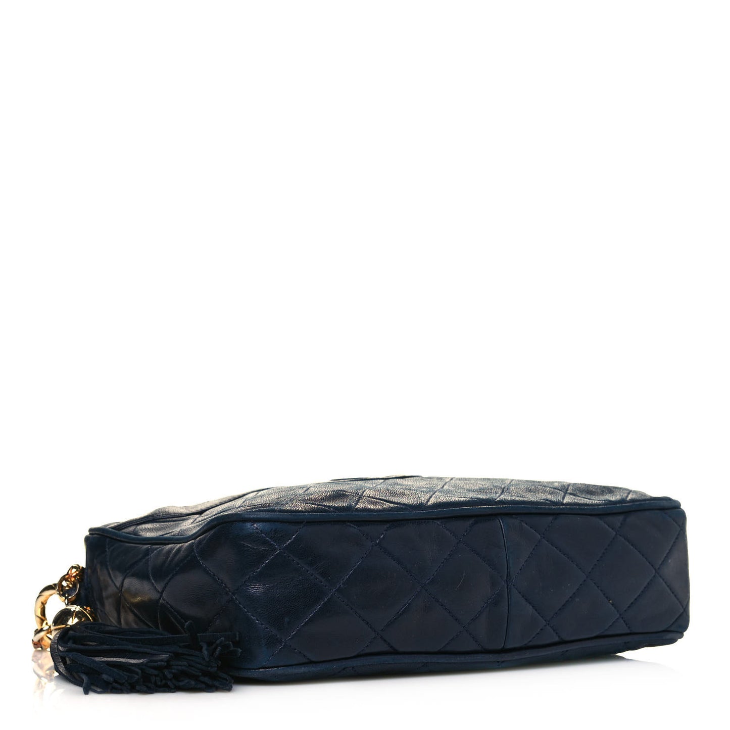 Lambskin Quilted CC Tassel Camera Case Navy