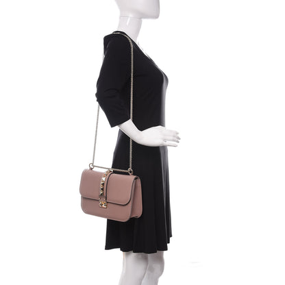 Valentino Garavani Vitello Medium Glam Lock Rockstud Flap Poudre 2 of 12