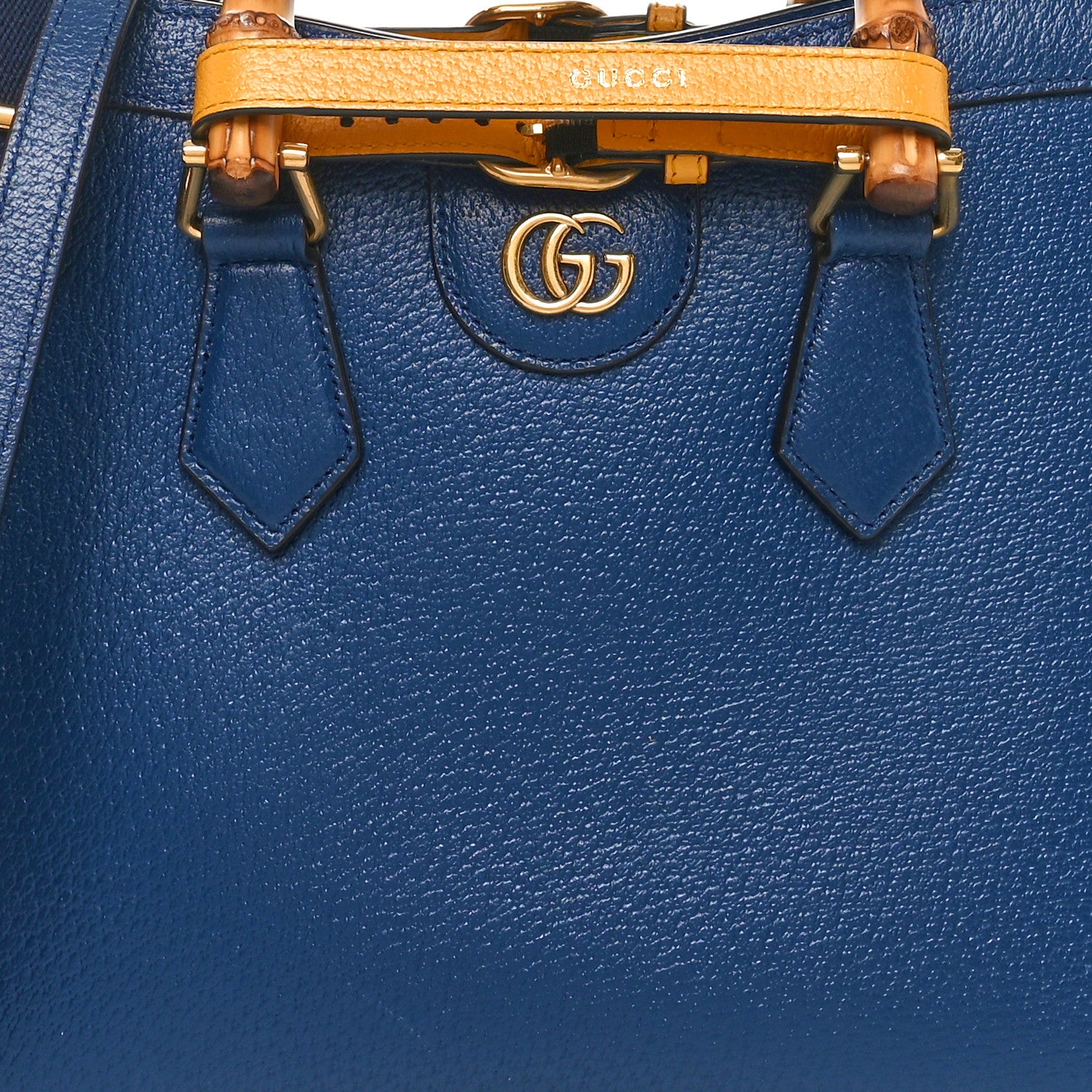 Gucci Textured Dollar Calfskin Web Small Diana Tote Bag Royal Crop 8 of 10