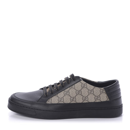 Gucci GG Supreme Monogram Mens Low Top Sneakers 8 Black Beige Ebony 1 of 7