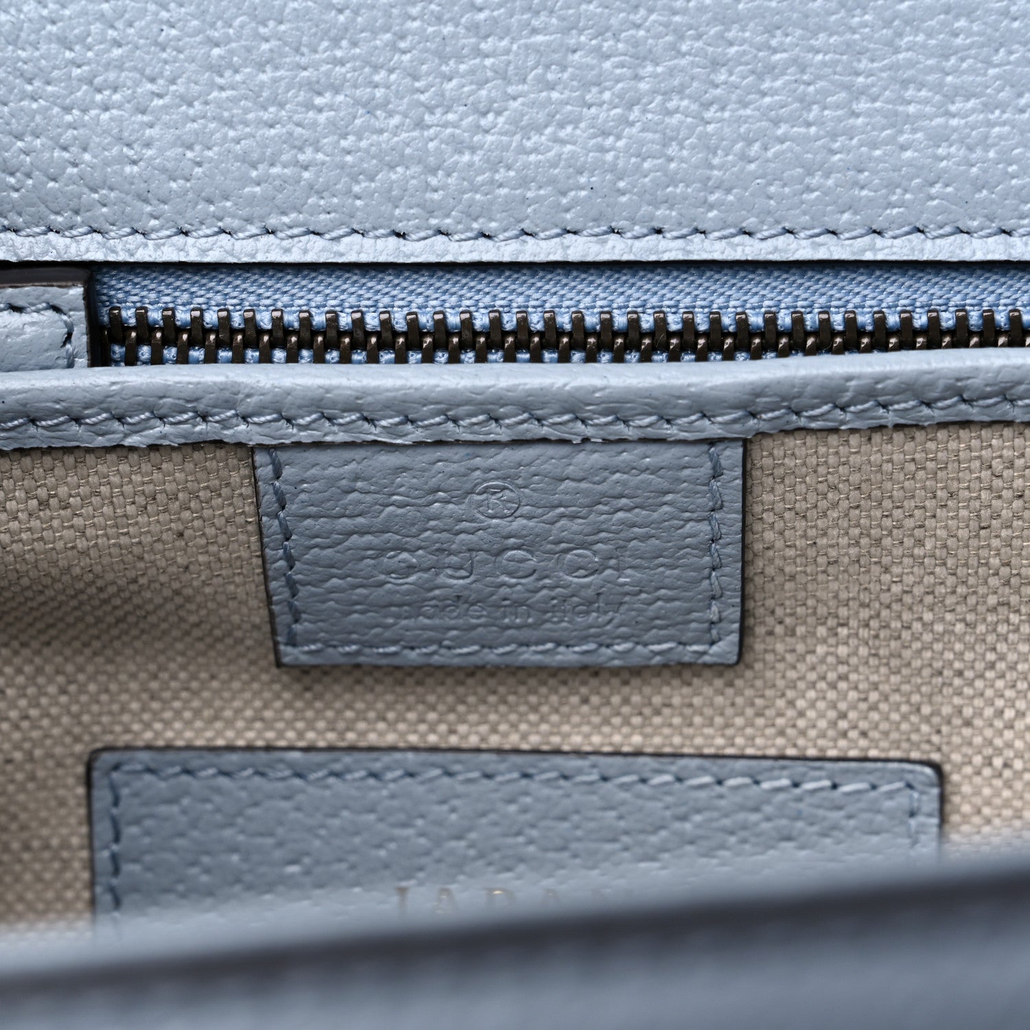 Gucci Raffia Textured Dollar Calfskin GG Monogram Small Bamboo 1947 Top Handle Bag Light Blue Natural 7 of 10