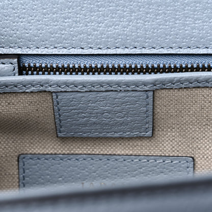Gucci Raffia Textured Dollar Calfskin GG Monogram Small Bamboo 1947 Top Handle Bag Light Blue Natural 7 of 10