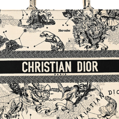 Christian Dior Canvas Embroidered Large Zodiac Toile De Jouy Book Tote Latte 7 of 13