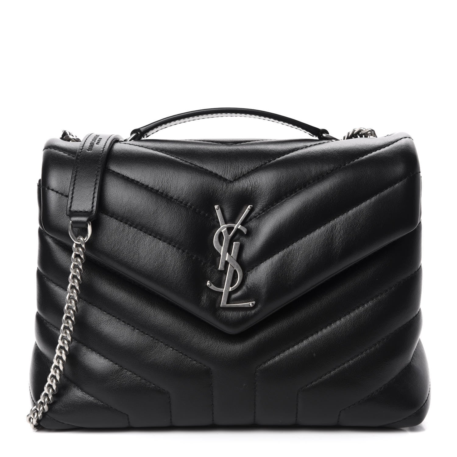 Saint Laurent Calfskin Y Quilted Monogram Small Loulou Chain Satchel Black 1 of 11