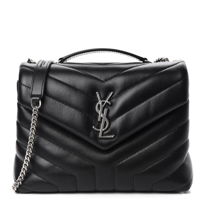 Saint Laurent Calfskin Y Quilted Monogram Small Loulou Chain Satchel Black 1 of 11