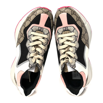 Gucci GG Supreme Monogram Mix Monogram Womens Rhyton Sneakers 38 London Blue Beige Pale Pink 2 of 9